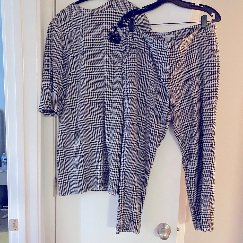 H&M houndstooth black/white 2 piece set